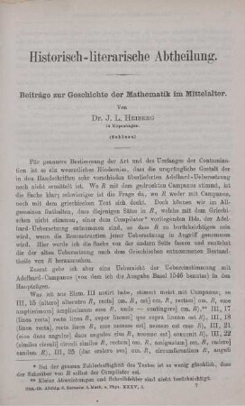 Beiträge zur Geschichte der Mathematik im Mittelalter.