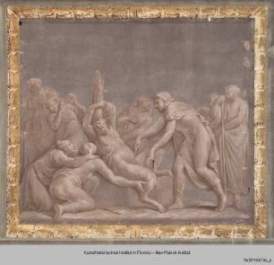 Deckengestaltung des Saales : Scheinarchitektur und Bestrafung des Marsyas