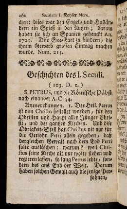 262-273, Geschichten des I. Seculi