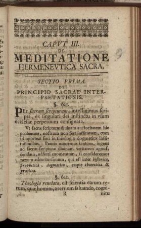 Caput III. De Meditatione Hermeneutica Sacra.