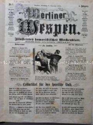 Satirische Wochenzeitschrift Berliner Wespen, Jahrgang 4 1871
