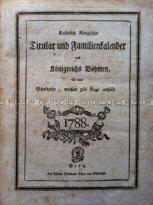 Staatshandbuch für das Königreich Böhmen 1788