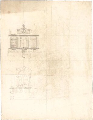 Pössenbacher, Josef; Altarentwurf; Fassade - Altarentwurf (Ansicht, Teilansicht)