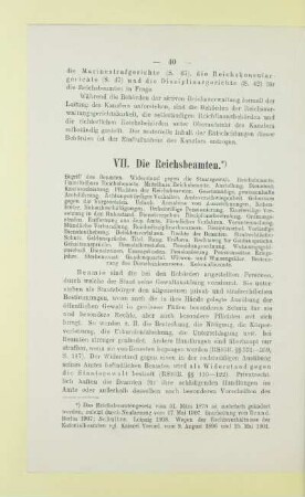 VII. Die Reichsbeamten