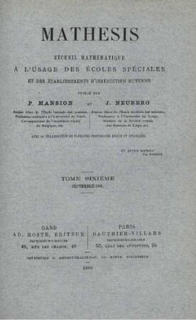 TOME SIXIÉME. SEPTEMBRE 1886.