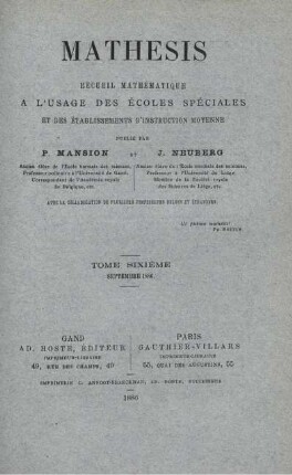 TOME SIXIÉME. SEPTEMBRE 1886.