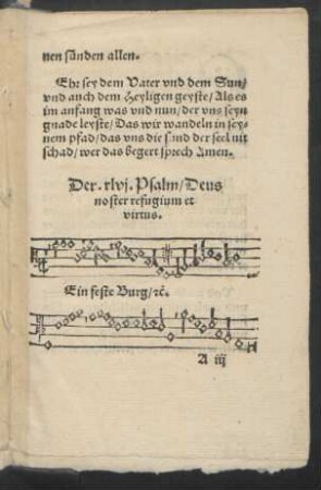 Der. xlvj. Psalm/ Deus || noster refugium et || virtus.