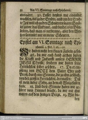 Epistel am VI. Sonntage nach Epiphaniae