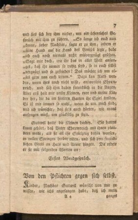 Erstes Abendgespräch. Von den Pflichten gegen sich selbst