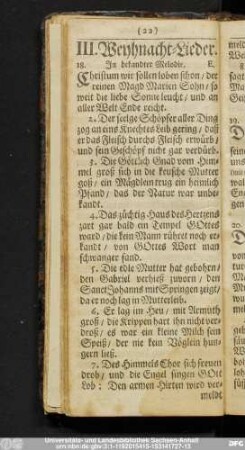 III. Weyhnacht-Lieder.