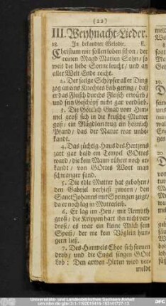 III. Weyhnacht-Lieder.