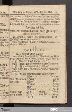 Zweyter Absatz. Von den Eygenschafften oder Zufälligkeiten des Nominis