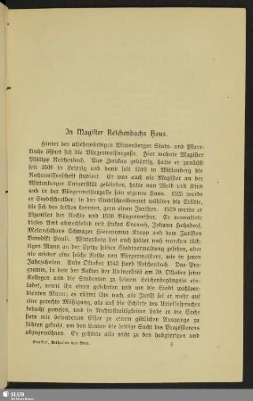 In Magister Reichenbachs Haus