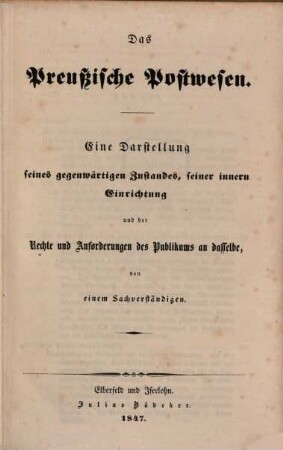 Das preußische Postwesen