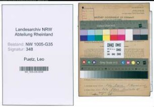 Entnazifizierung Leo Puetz , geb. 22.01.1891 (Haendler)