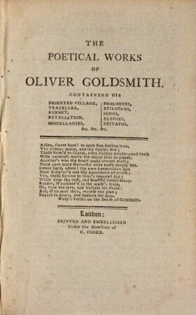 The poetical works of Oliver Goldsmith : with life of the author