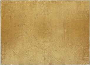 Papst Innozenz IV. und zwei griechische Patriarchen aus dem Begräbnis der Heiligen Klara von Assisi in Santa Chiara, Detail aus einem Fresko in Santa Chiara in Assisi