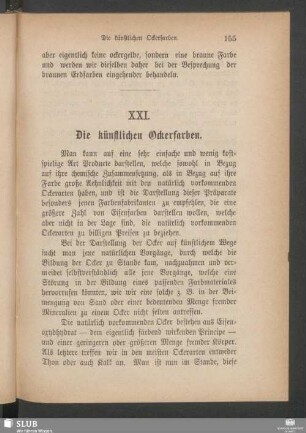 XXI. Die künstlichen Ockerfarben