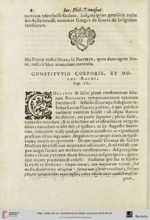 Cap II: Constitutio corporis, et mores animi