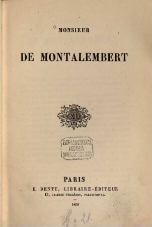 Monsieur de Montalembert