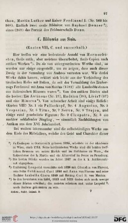 C. Bildwerke aus Stein