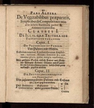 Pars Altera De Vegetabilibus praeparatis, Simplicibus & Compositis nec non aliis mixtis Inanimata pariter & Animata recipientibus
