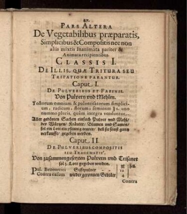 Pars Altera De Vegetabilibus praeparatis, Simplicibus & Compositis nec non aliis mixtis Inanimata pariter & Animata recipientibus