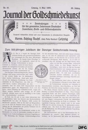 Zum 500 jährigen Jubiläum der Danziger Goldschmiede-Innung