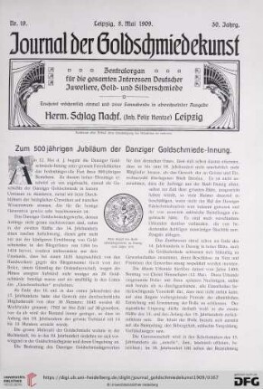 Zum 500 jährigen Jubiläum der Danziger Goldschmiede-Innung