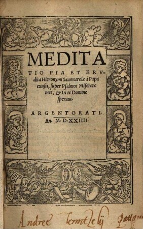 Meditatio pia et erudita super psalmos: Miserere mei et: In te Domine speravi