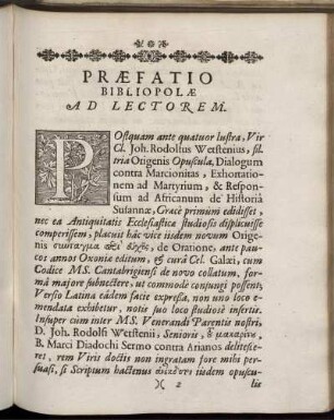 Praefatio Bibliopolae Ad Lectorem