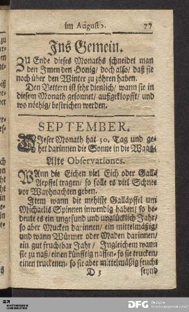 Haußhaltung im September.