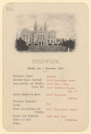 Menükarte : Speisenfolge