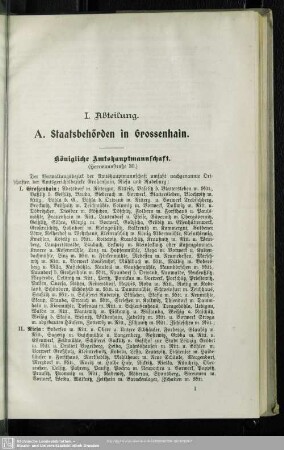 A. Behördenverzeichnis : A. Staatsbehörden in Grossenhain