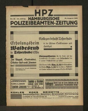 Nr. 16 * 21. Jahrg. 15. August 1931