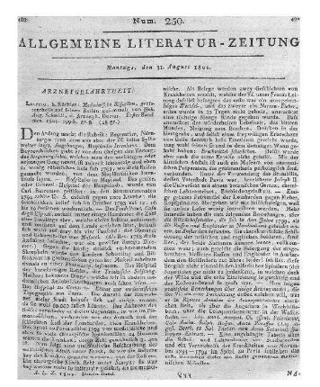 Schmidt, J. A.: Medicinische Miscellen. Bd. 1. Größtentheils auf seinen Reisen gesammelt. Leipzig: Küchler 1801