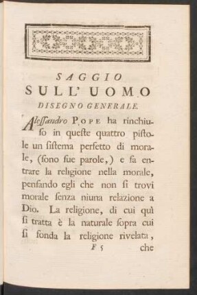 Saggio Sull' Uomo Disegno Generale.