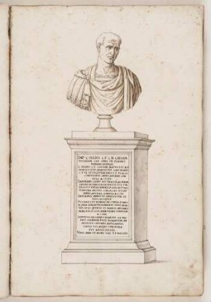 Bildnisbüste des römischen Kaisers Gaius Iulius Caesar, in: Series continuata omnium Imperatorum [...], Bd. 1, Bl. 1
