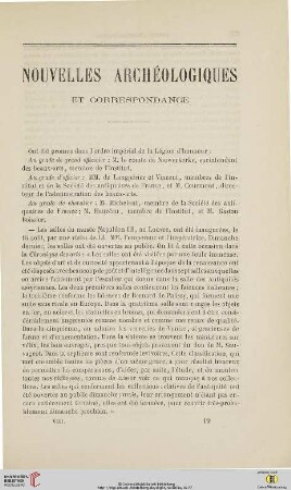 Nouvelles archéologiques et correspondance