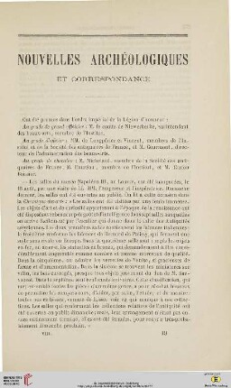 Nouvelles archéologiques et correspondance