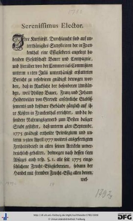 Serenissimus Elector.