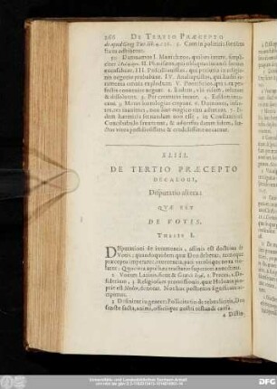XLIII. De Tertio Praecepto Decalogi, Disputatio altera: Quae Est De Votis.