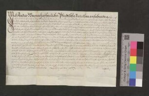 Andres Wagner, freiherrlich pfirtischer Untertan am Fahrenberg, leiht von der Kirche St. Sebastian zu Breitnau 15 Gulden Kapital.