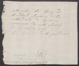 Zeugnis über Franz Lothar von Breidbachs zu Bürresheim Aufenthalt in Löwen.