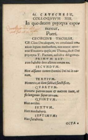 Colloquium XIII. In quo decem praecepta exponuntur.