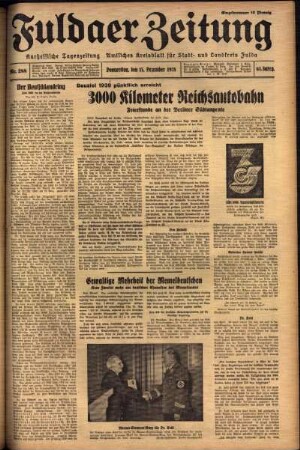 Ausgabe vom Donnerstag, den 15. Dezember 1938.