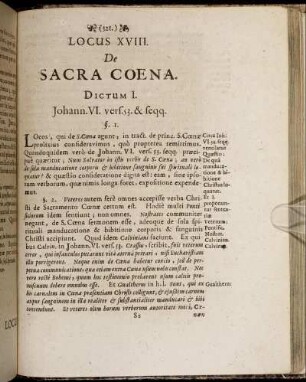 Locus XVIII. De Sacra Coena.