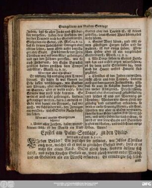 Epistel am Palm-Sontage, zu den Philippern am 2 Capit. v. 5:11.