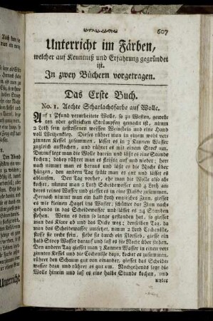 Unterricht im Färben, welcher auf Kenntniß und Erfahrung gegründet ist.