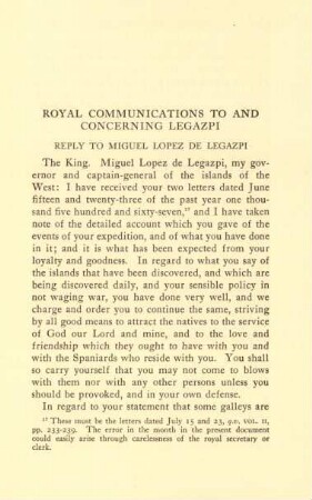 Royal communications to and concerning Legazpi